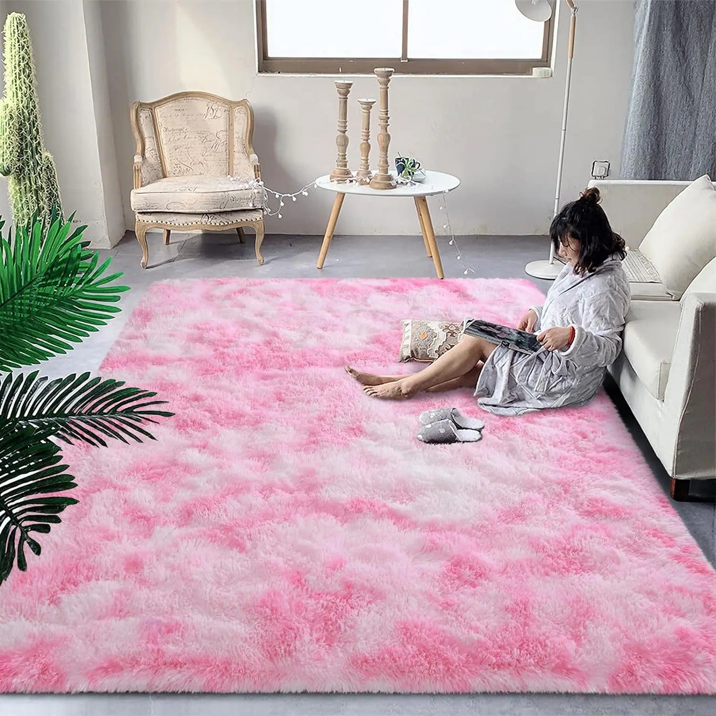 Soft Fluffy Rainbow Rugs for Bedroom or Kids Playroom