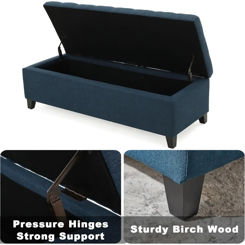 Navy Blue Storage Bench End of Bed
