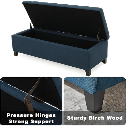 Navy Blue Storage Bench End of Bed