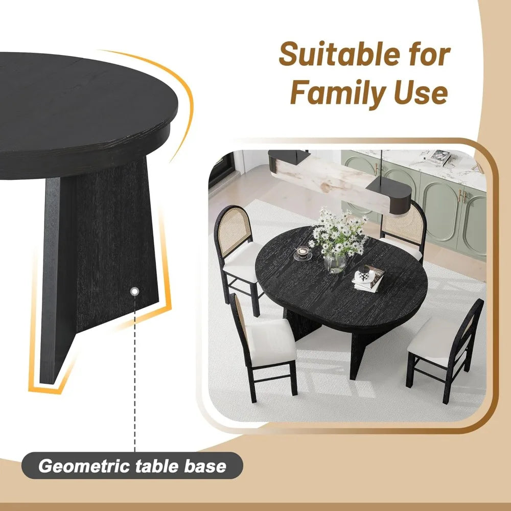 Round Retro Extendable Dining Table Set