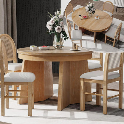 Round Retro Extendable Dining Table Set