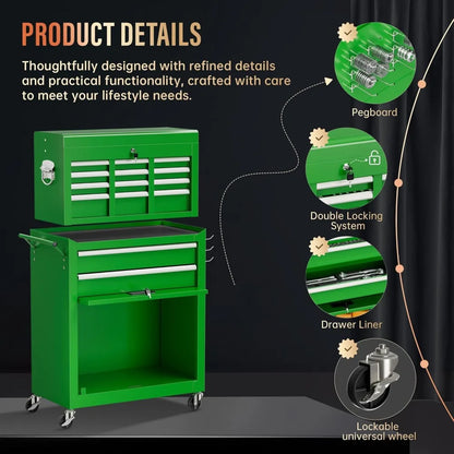 8 Drawer Toolbox with Lockable Wheels