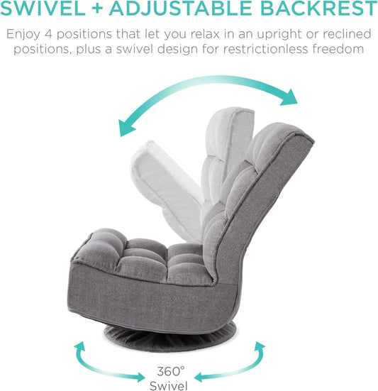 Reclining Gaming Chair for Home, Office, w/360-Degree Swivel