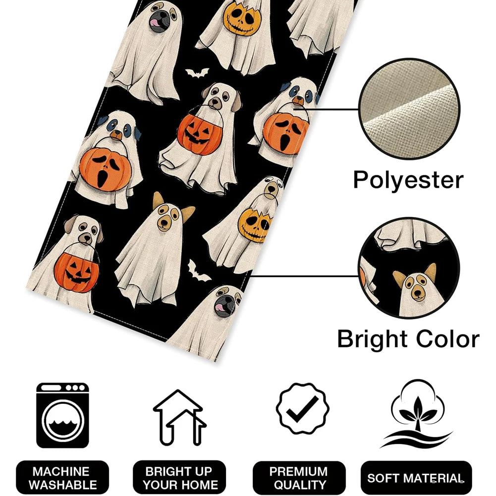Halloween Spooky Ghost Dog Table Runner