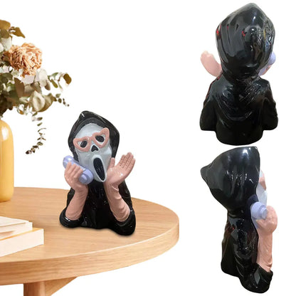 Pink Screaming Face Ghost Figurine Gothic