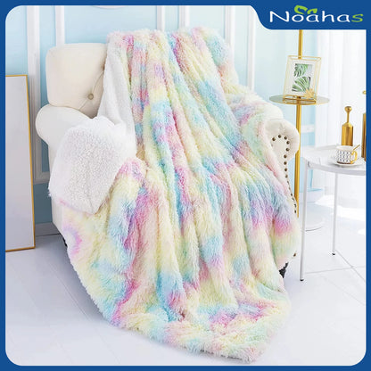 Rainbow Soft Fuzzy Throw Blanket