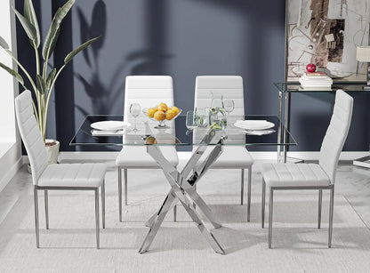 5 Piece Dining Table Set,Tempered Glass