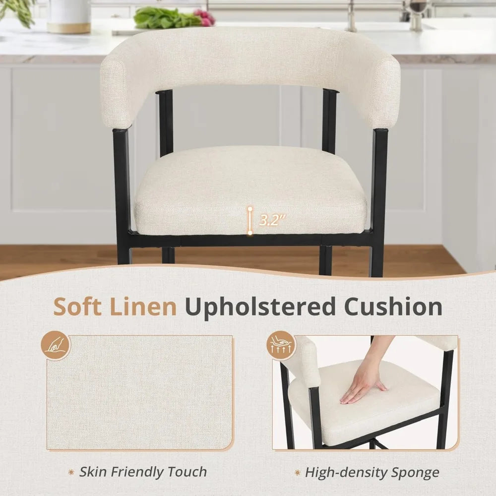 26" Linen Counter Height Barstools, Set of 3