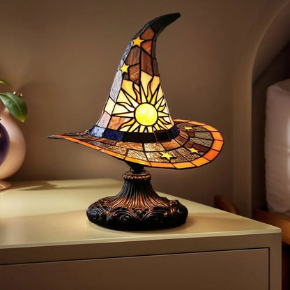 Stained Glass Witch Hat Lamp