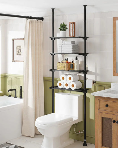 4-Tier Over Toilet Storage Shelf. Fits 64-113" Heights.