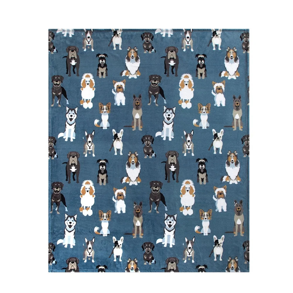 Cozy Blue Dogs Plush Throw Blanket 2 Pack