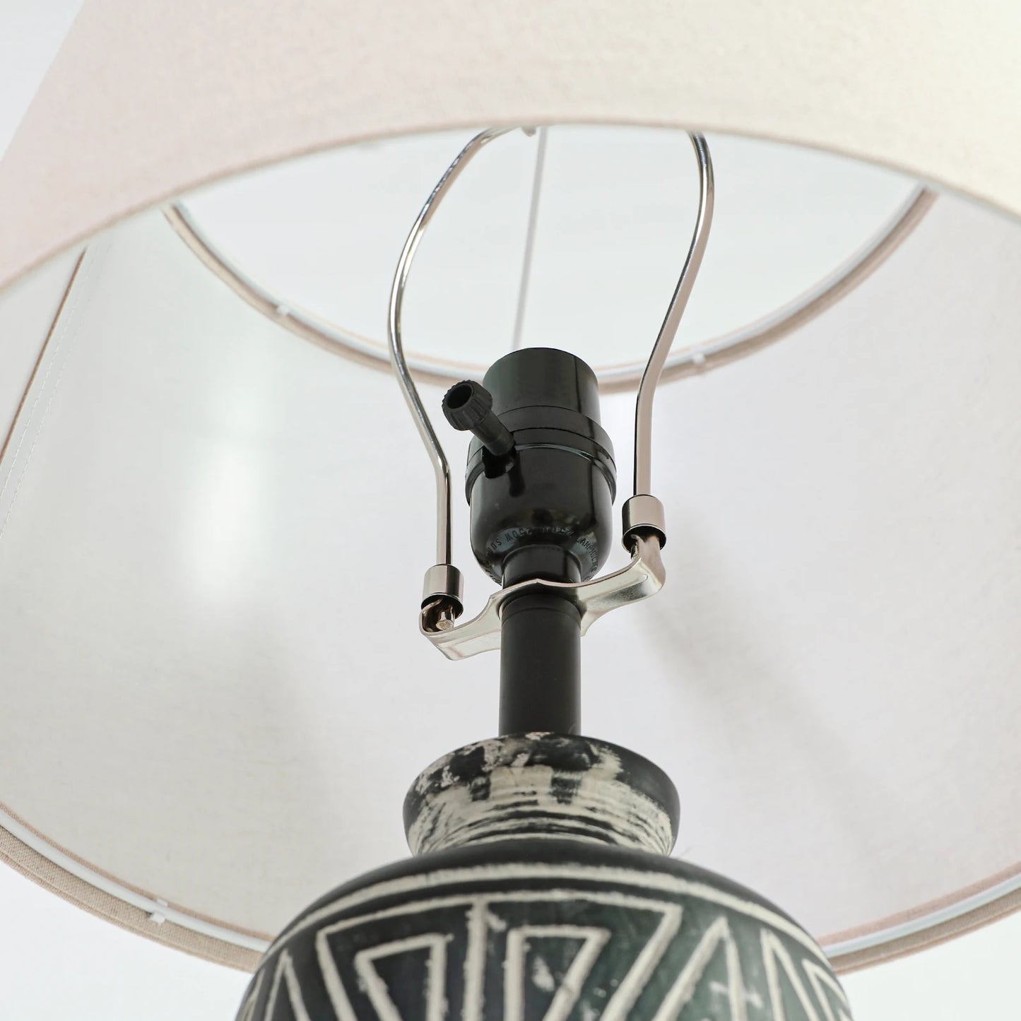 25-Inch Carved Geometric Ceramic Table Lamp