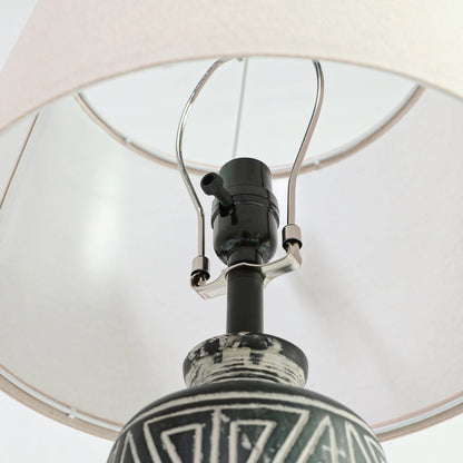 25-Inch Carved Geometric Ceramic Table Lamp