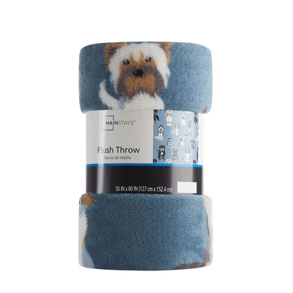Cozy Blue Dogs Plush Throw Blanket 2 Pack
