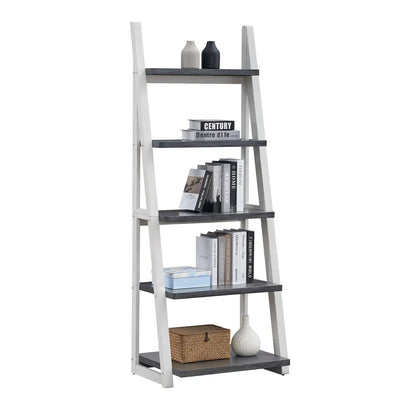 5-Tier Ladder Bookshelf, Wood Frame