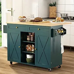 Barn Door Kitchen Island on wheels