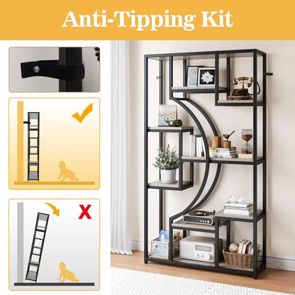 70.8" Geometric Display/Bookshelf. 18 Open Shelves