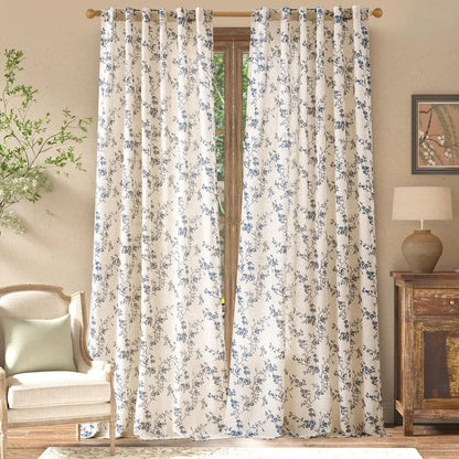 2 Panels Linen Curtains Living Room