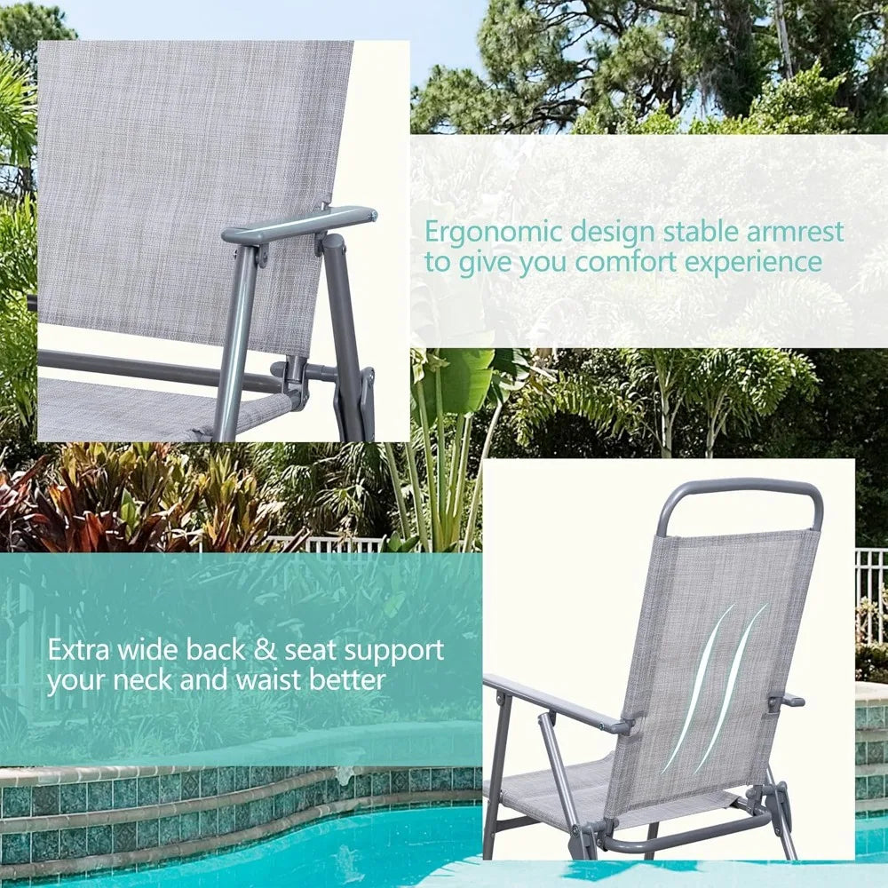 6 Pieces Folding, Garden Patio Furniture Set w/Umbrella,