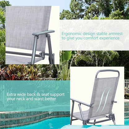 6 Pieces Folding, Garden Patio Furniture Set w/Umbrella,