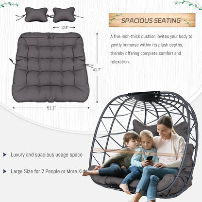 Double Egg Chair with Stand Indoor Outdoor