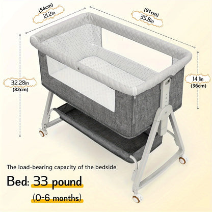 3 in 1 Baby Bassinet Bedside Sleeper with Wheels