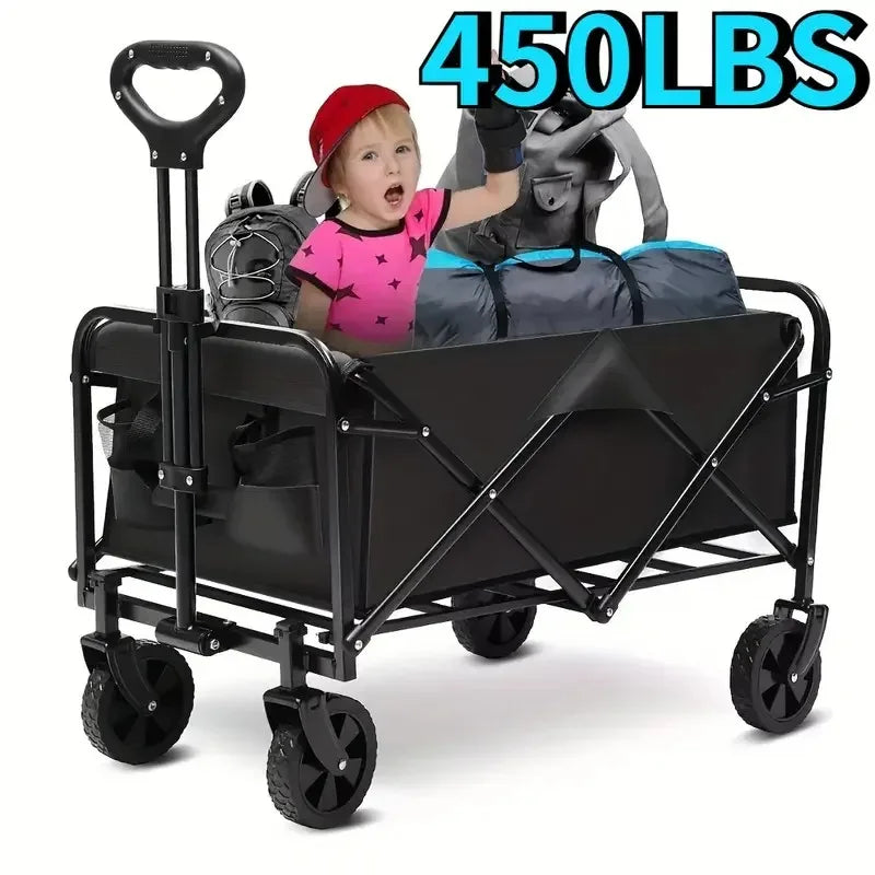 Heavy Duty Foldable Utility Cart for Groceries, Sports, Gardening