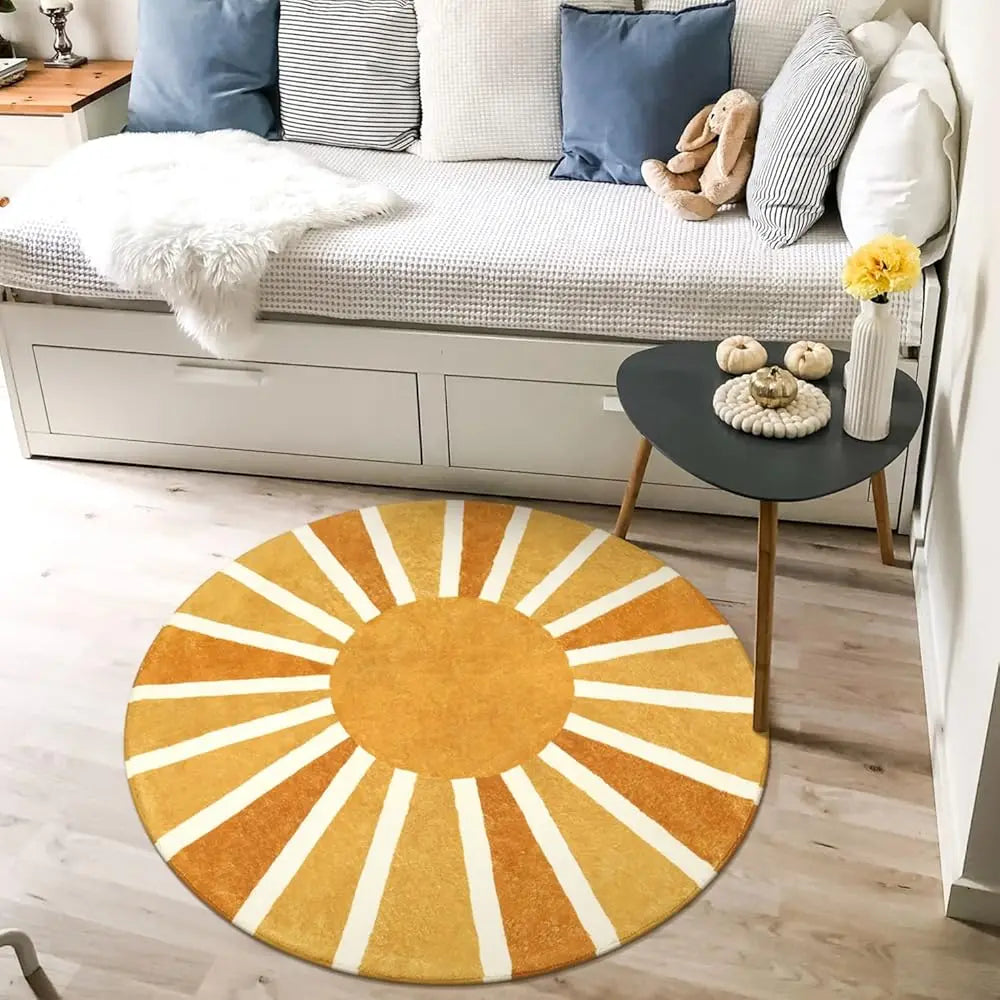 Boho Round Rug Washable Round Area Rug Non-Slip
