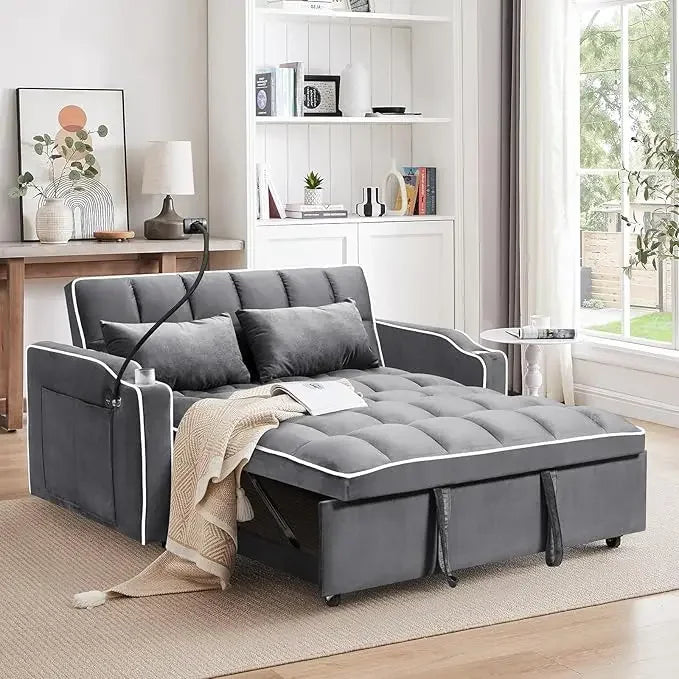 55'' Loveseat Sleeper Sofa Bed with Adjustable Backrest