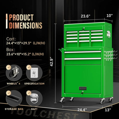 8 Drawer Toolbox with Lockable Wheels