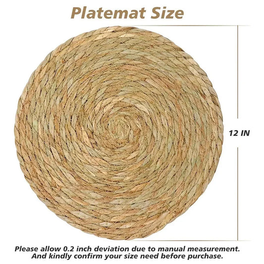 Round Woven Placemats Set Boho Rattan Placemat