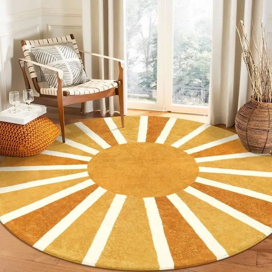 Boho Round Rug Washable Round Area Rug Non-Slip