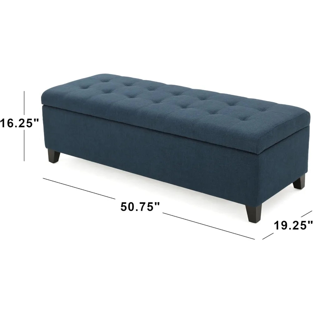 Navy Blue Storage Bench End of Bed