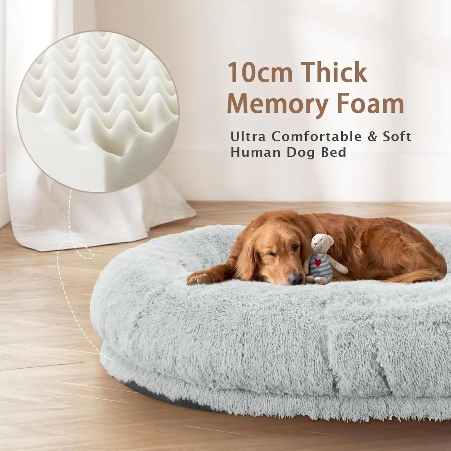 Human Dog Bed, 71''x45''x12'' Washable, 10 CM Thick Memory Foam