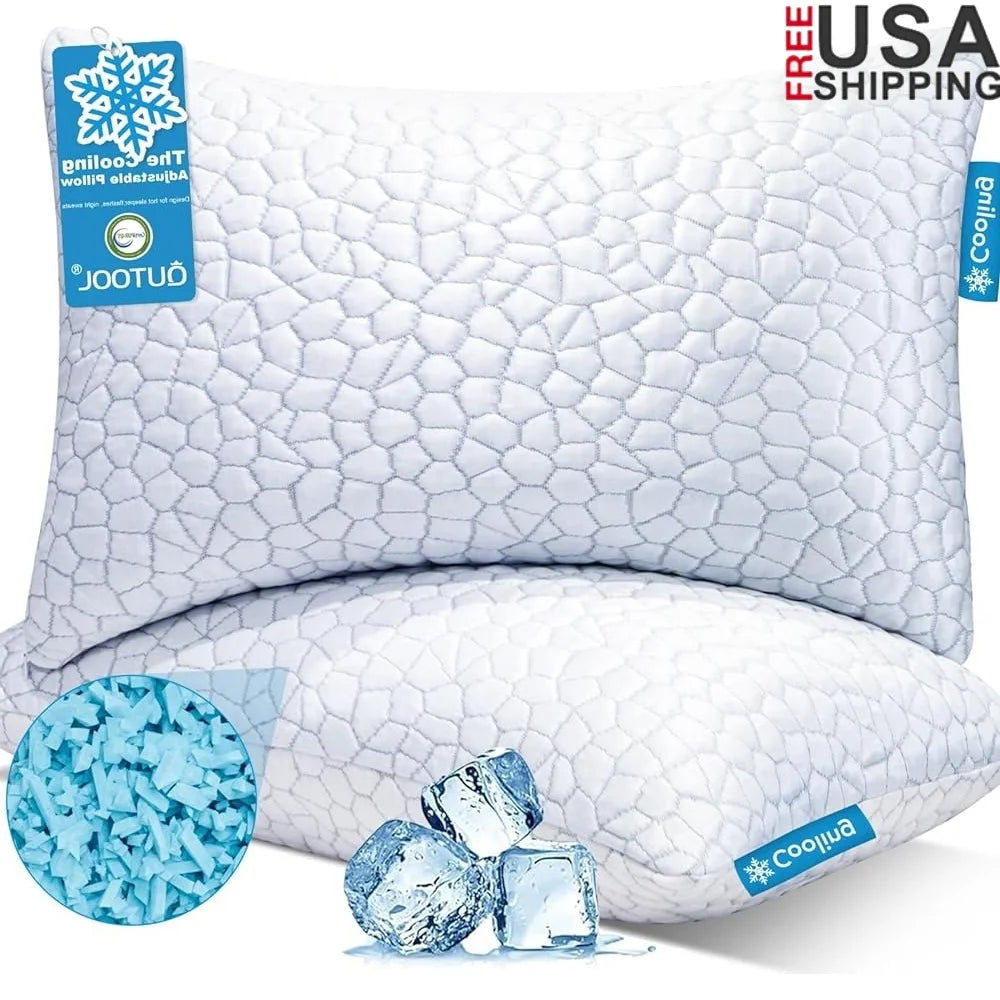 Cooling Pillows Set of 2 Gel Memory Foam. for Comfortable Sleep