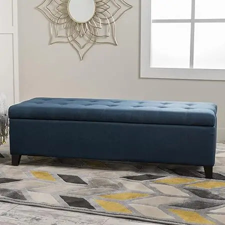 Navy Blue Storage Bench End of Bed