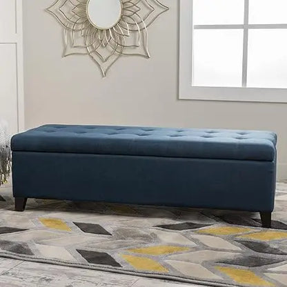 Navy Blue Storage Bench End of Bed