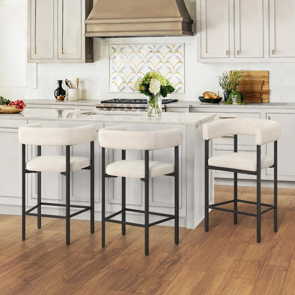 26" Linen Counter Height Barstools, Set of 3