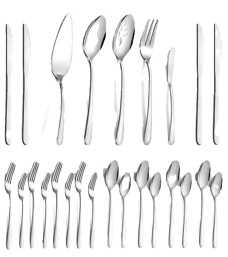 65 Pcs Silverware Set, serving for 12, 5 Pcs Serving Set