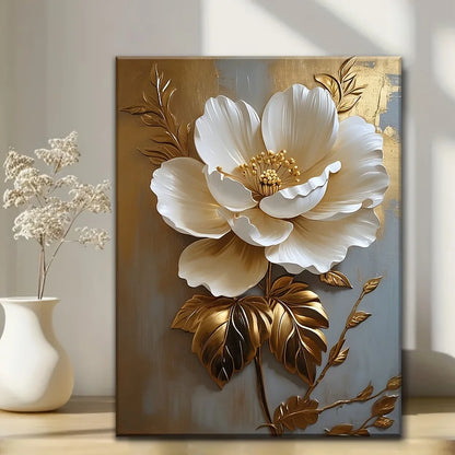 Elegant White Floral Canvas Art Wall Decoration