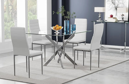 5 Piece Dining Table Set,Tempered Glass