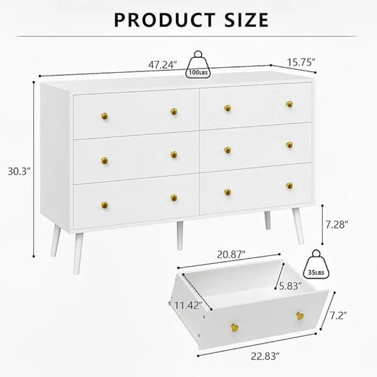 6-drawer Natural Wood Dresser / Vanity