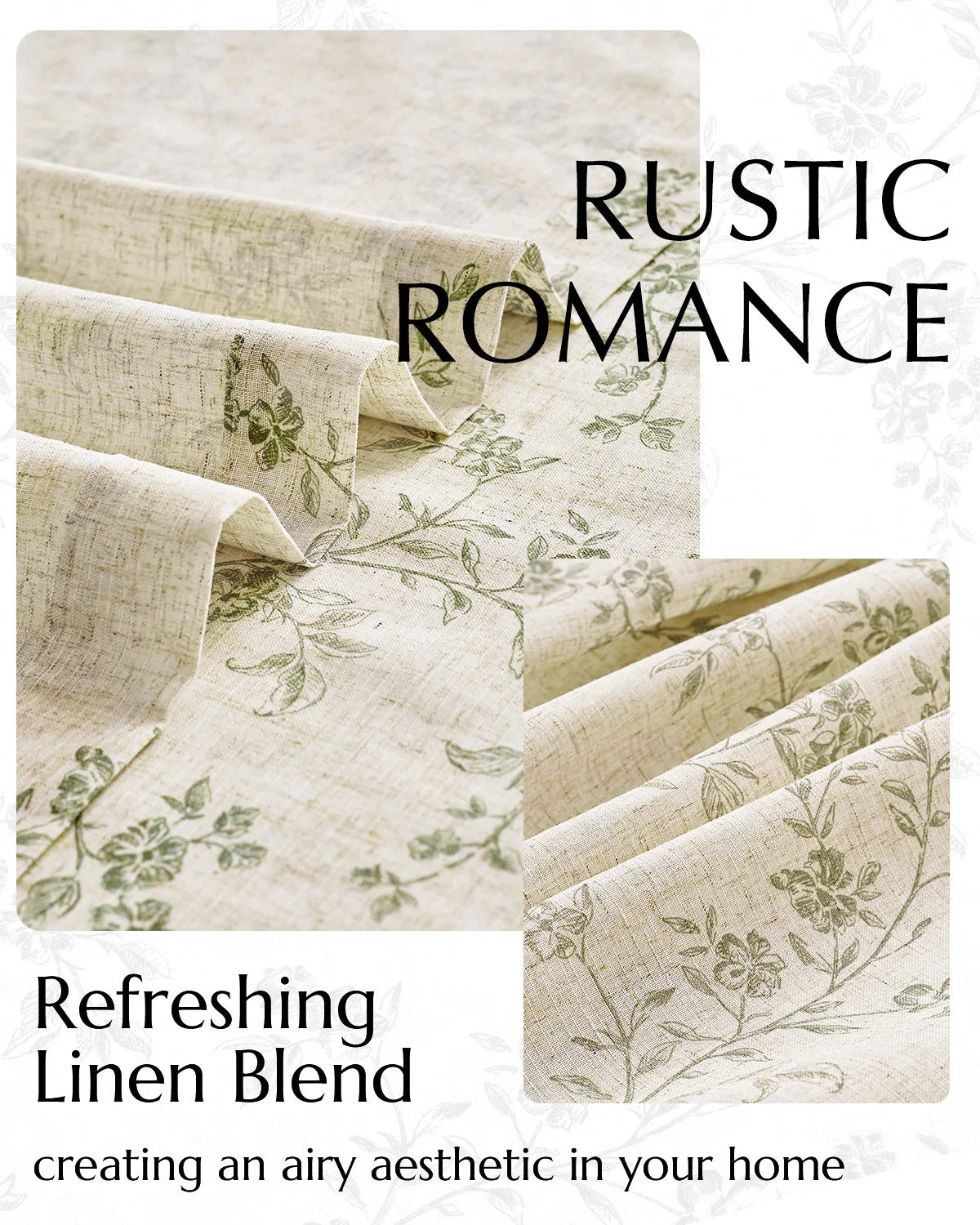 2 Panels Linen Curtains Living Room