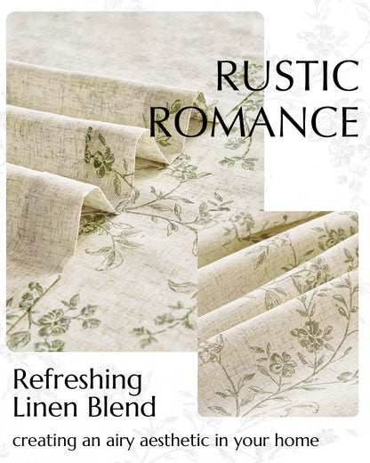 2 Panels Linen Curtains Living Room