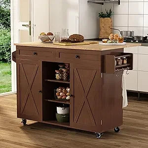 Barn Door Kitchen Island on wheels