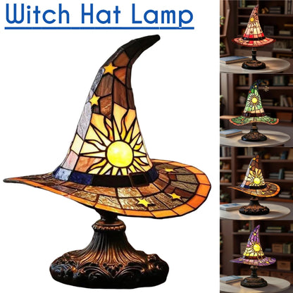 Stained Glass Witch Hat Lamp