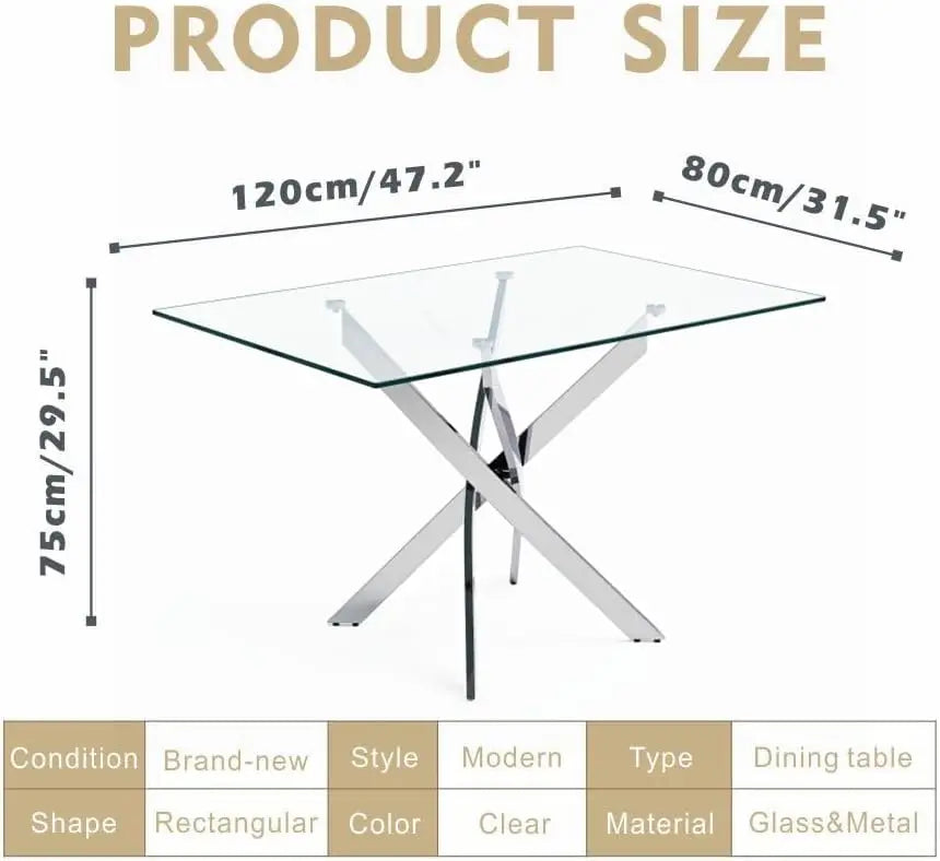 5 Piece Dining Table Set,Tempered Glass