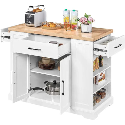 Kitchen Storage Cabinet on Wheels with Open Shelves