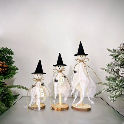 Spooky Halloween Witch Hat and Broomstick Table Centerpiece