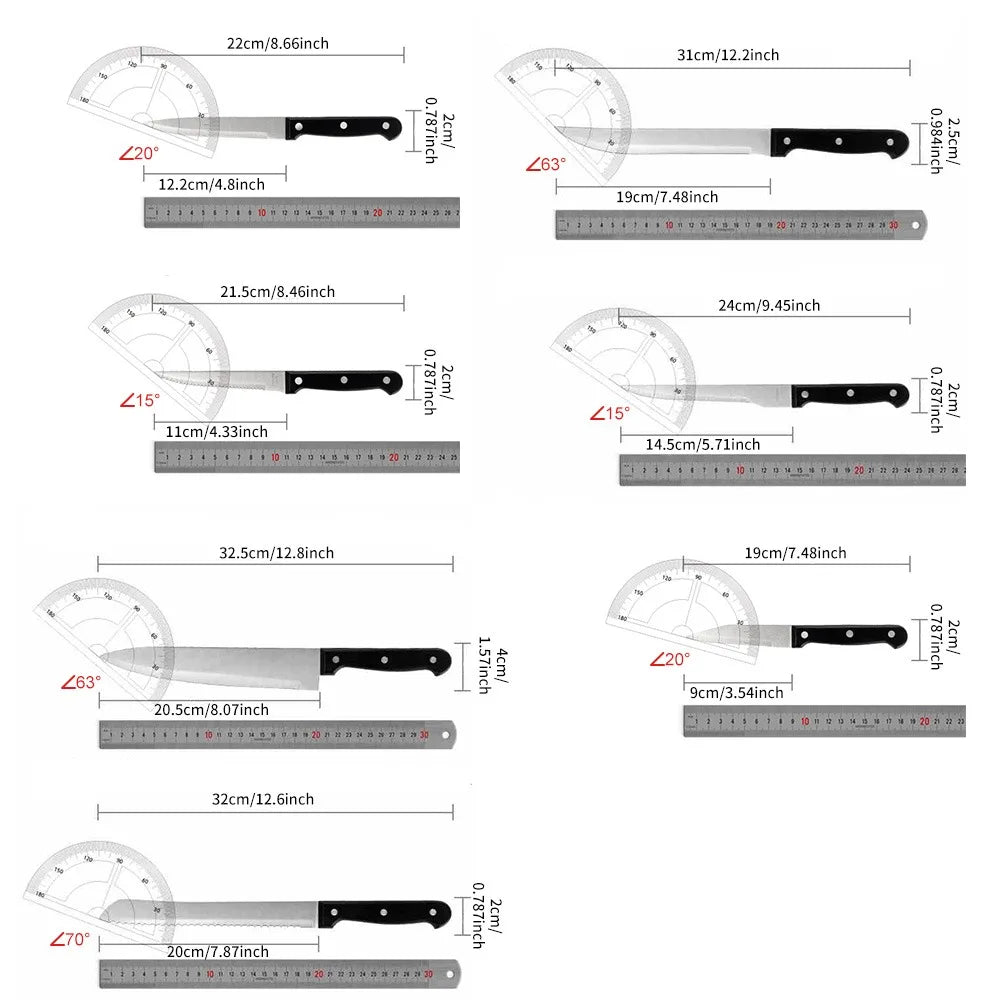 15pcs Chef Knife Set Stainless Steel
